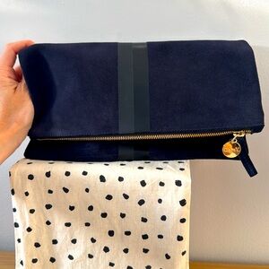 Clare V cute leather clutch navy